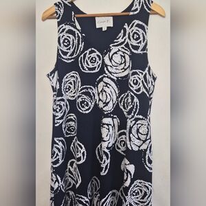 Elegant Black and White Floral Tank Top by